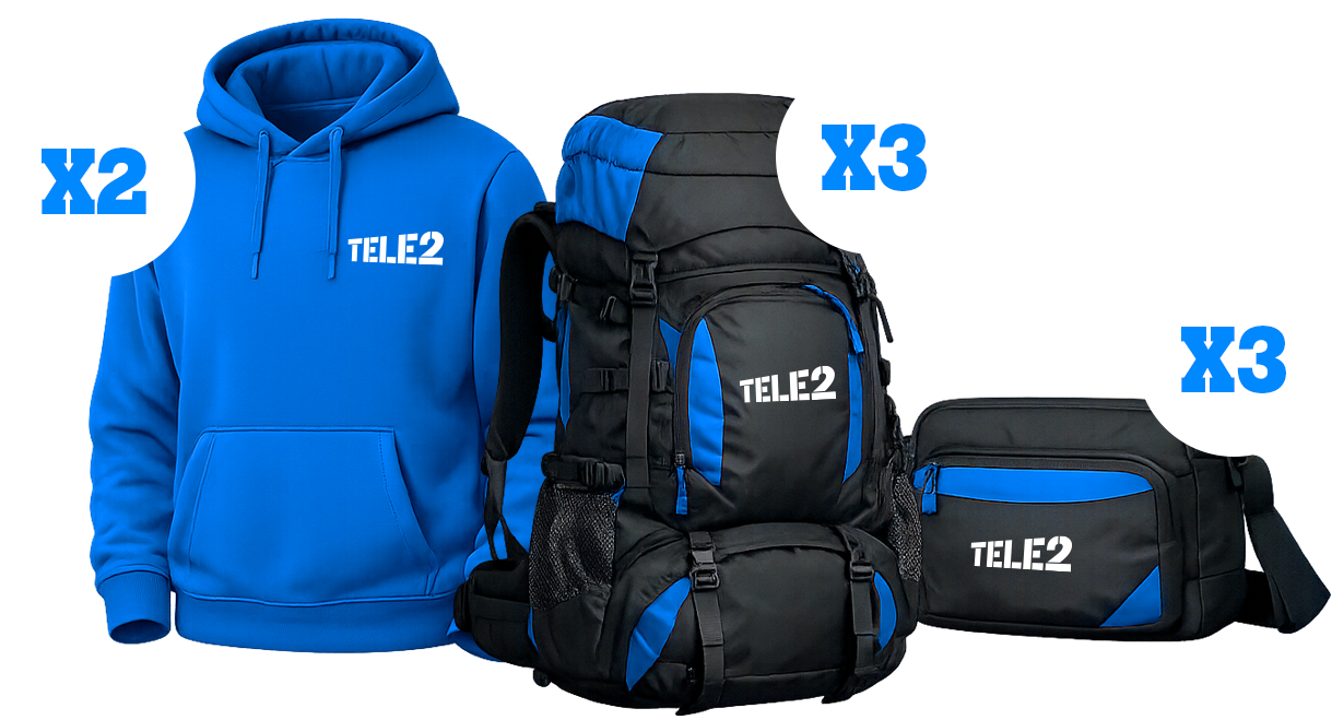 Tele2 balvas — jaka, mugursoma, soma